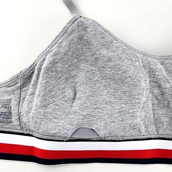 ⭐️2/ $30⭐️ Tommy Hilfiger Women's Bralette Wireless Heathered Grey Stripes Sz M - Picture 7 of 11